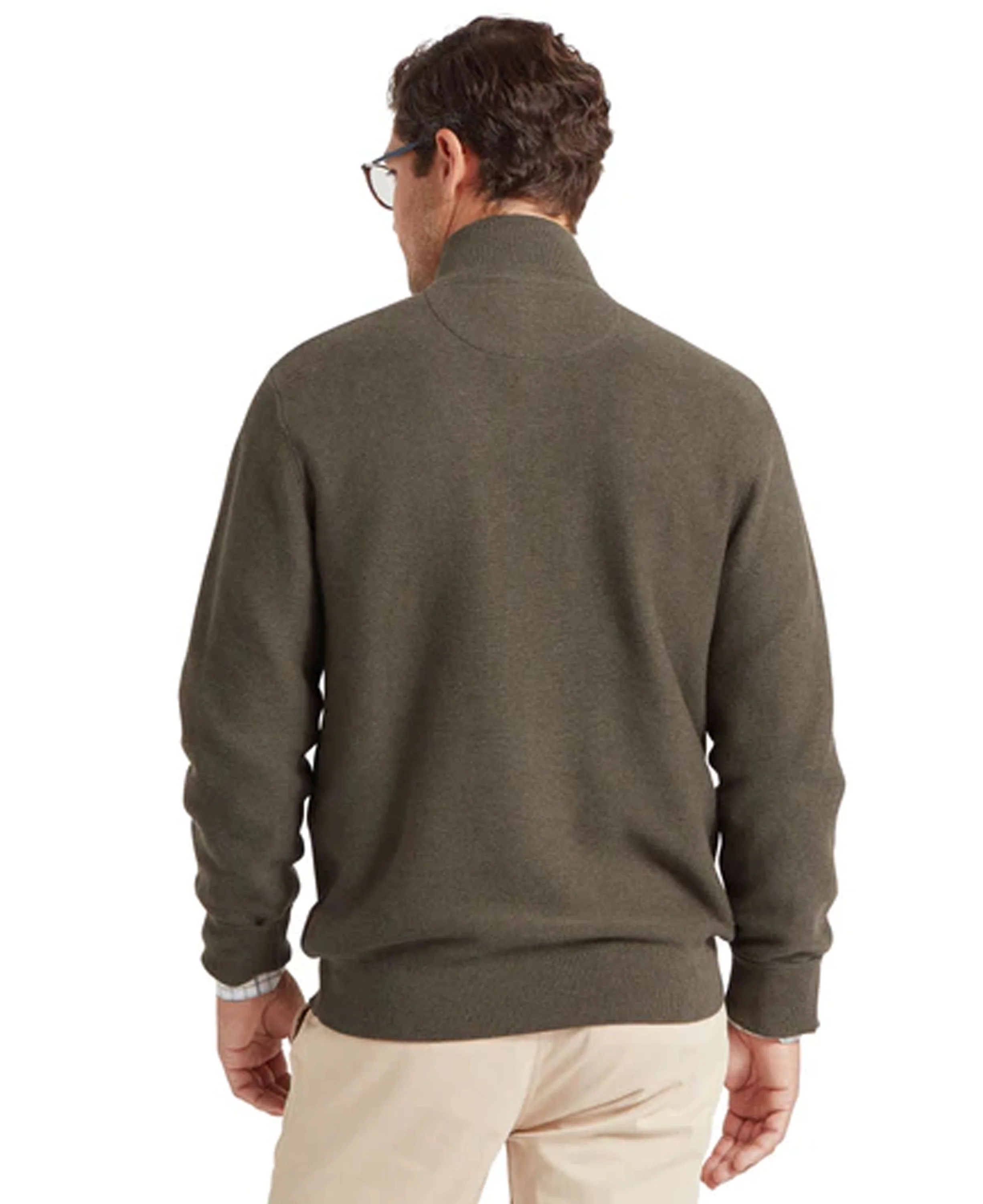 Porthleven 1/4 Zip Jumper - Beetle Green - Image 3