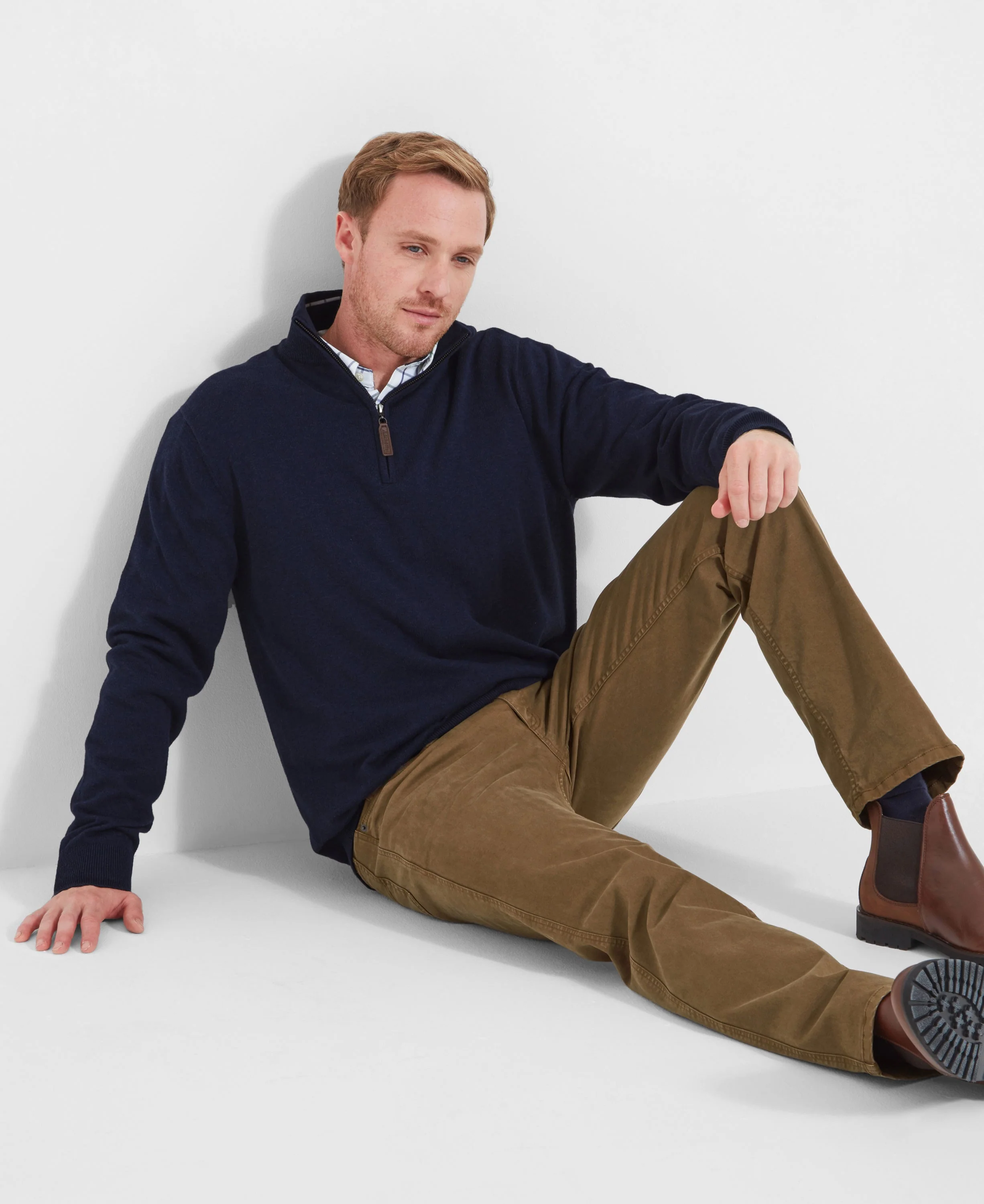 Porthmeor Pima Cotton 1/4 Zip Jumper - Navy - Image 2