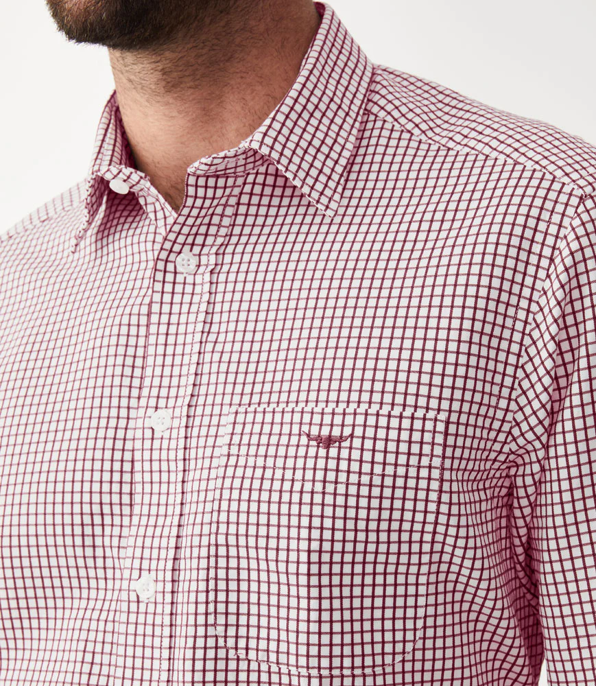 Collins Shirt - Burgundy/White - Image 5