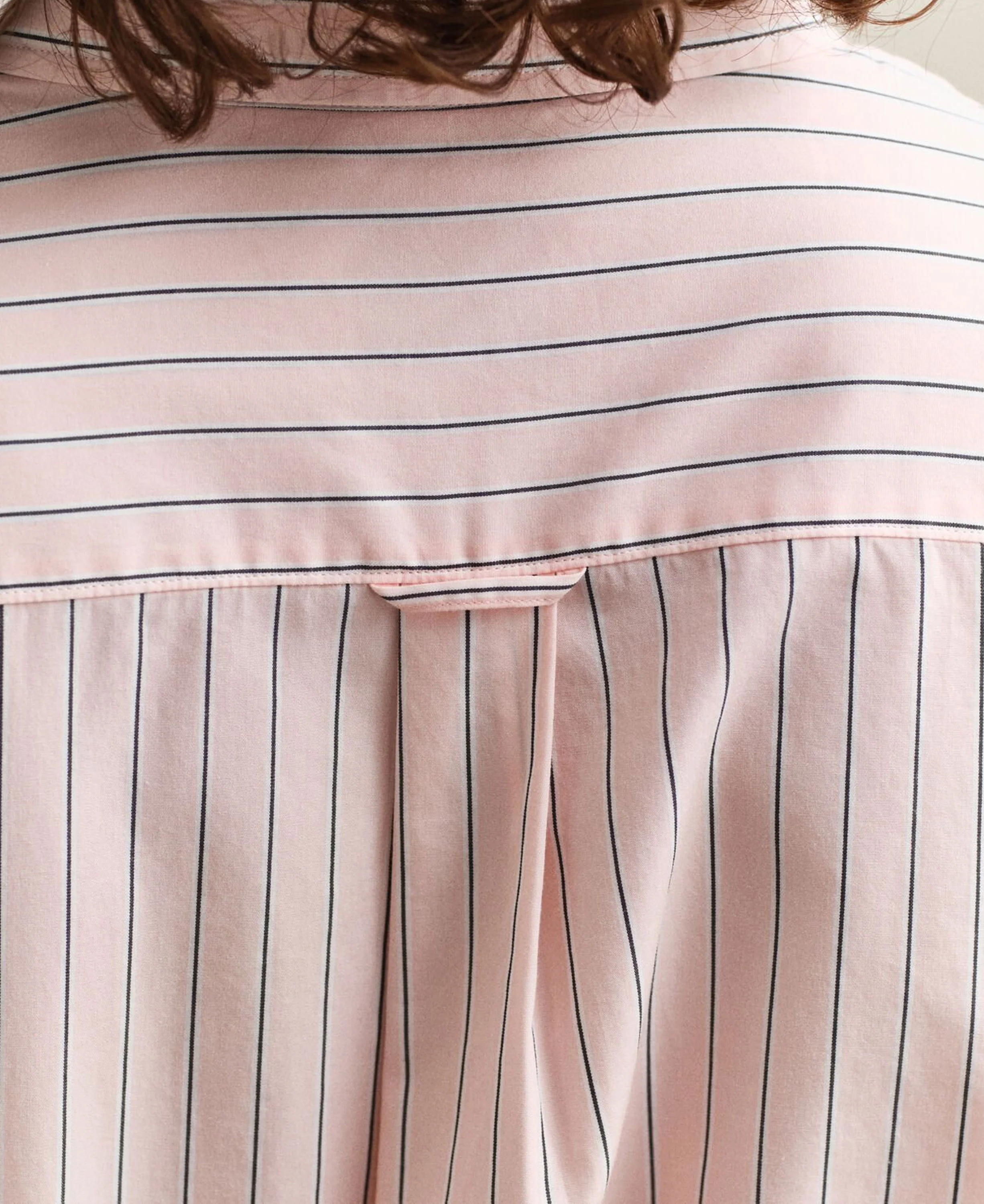 Regular Classic Poplin Stripe Shirt - Apricot Pink - Image 5