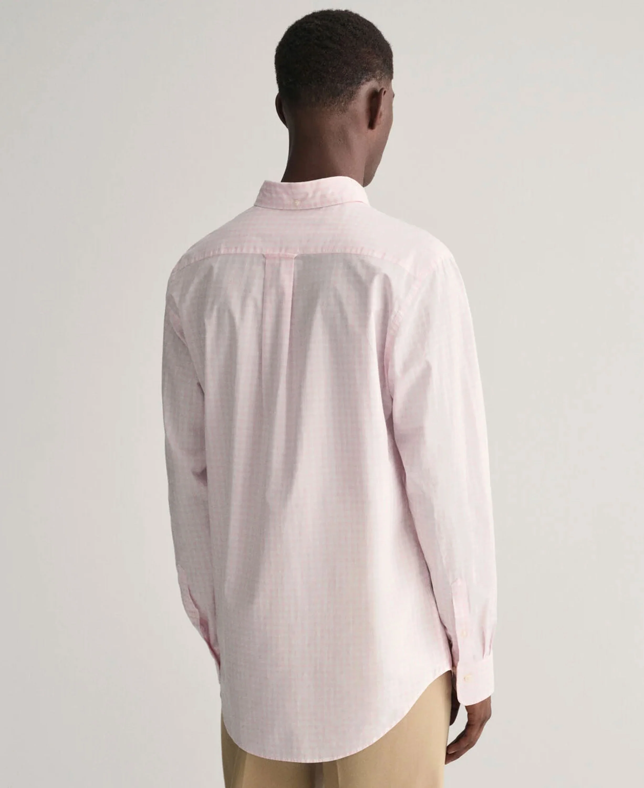 Regular Fit Gingham Poplin Shirt - Light Pink - Image 3