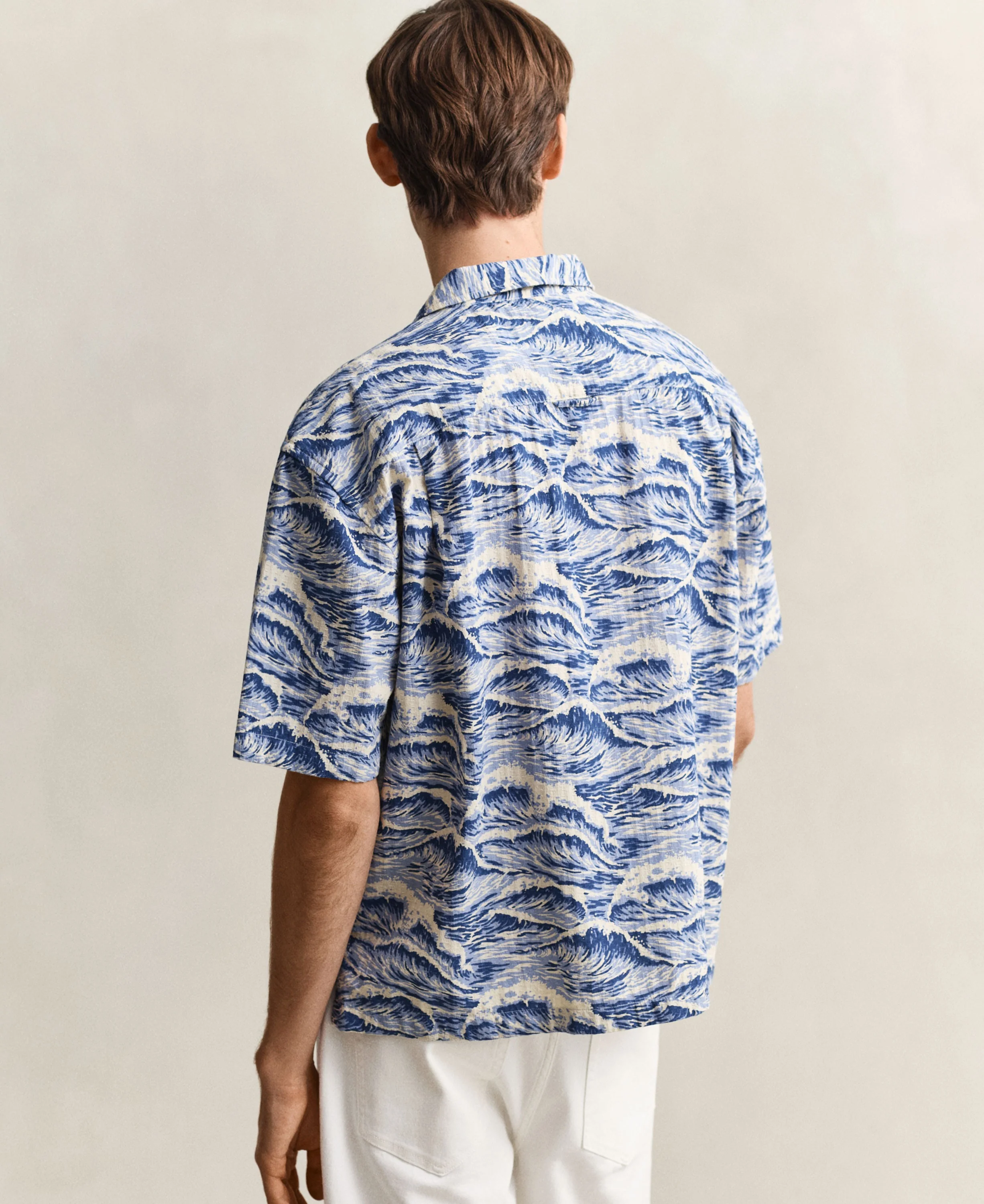 Rel Aop Camp Collar Short Sleeve Shirt - Vintage Blue - Image 3