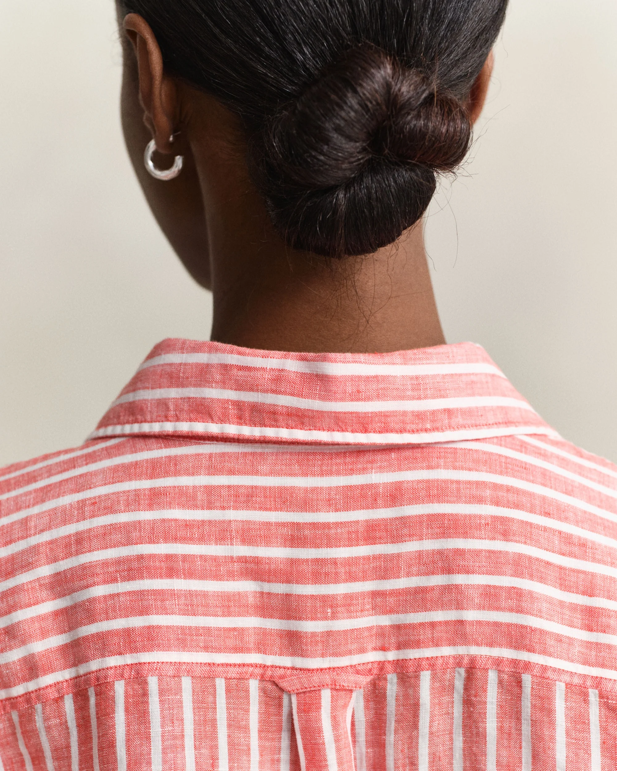 Relaxed Fit Striped Linen Shirt - Perfect Red - Image 5