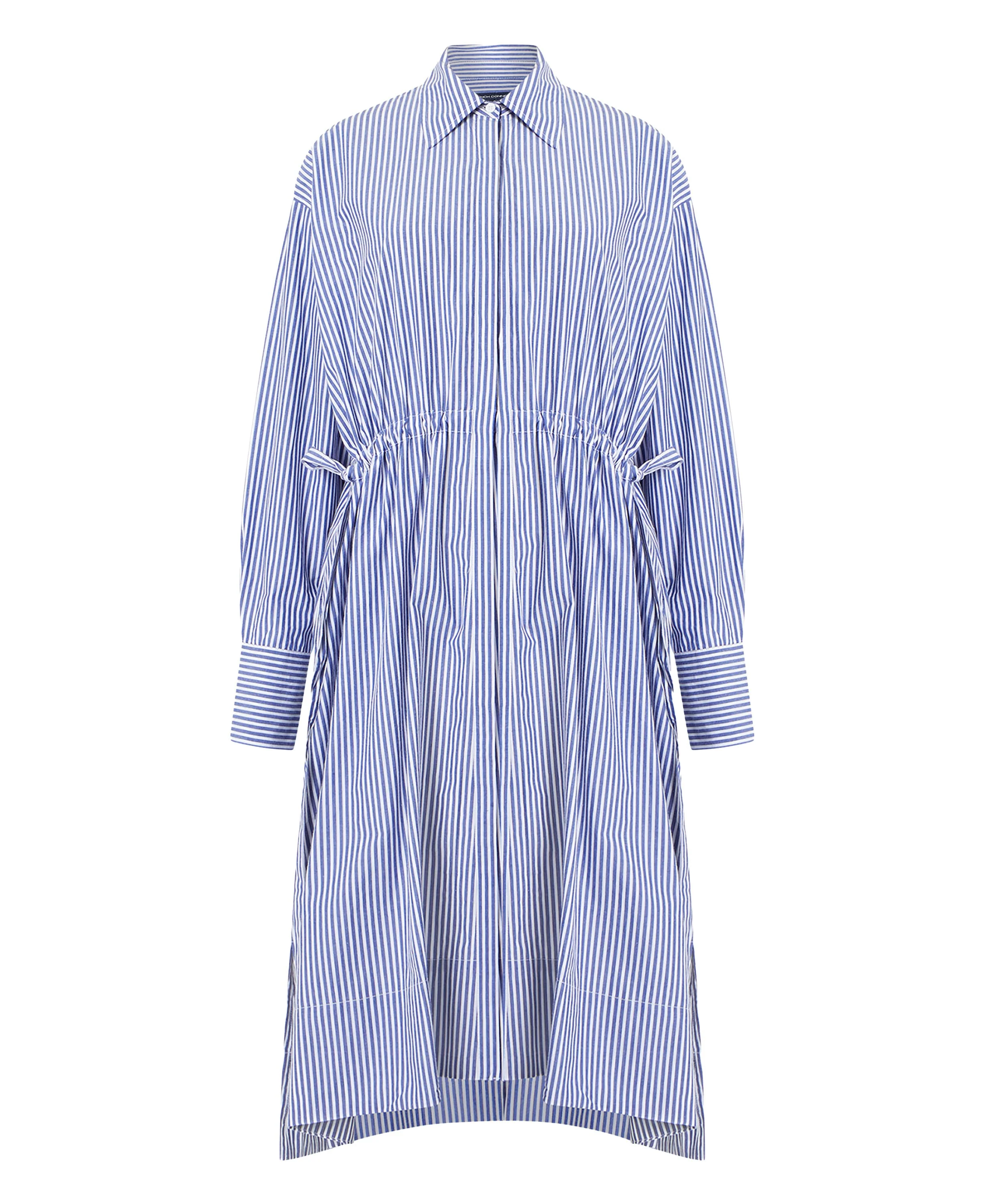 Rhodes Poplin Stripe Shirt Dress - Linen White/Marine