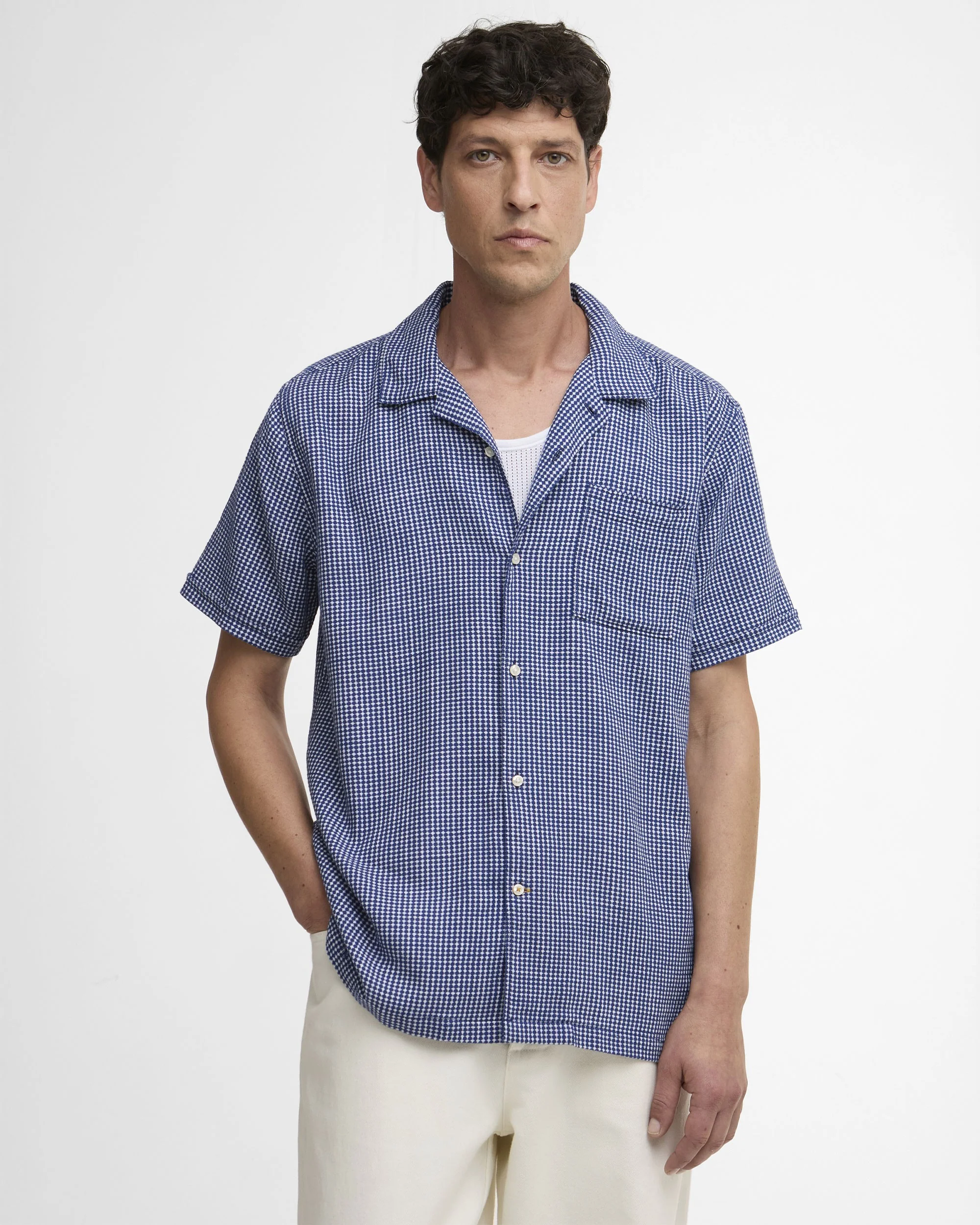 Rudbeck Textured Summer Fit Shirt - Navy - Image 2