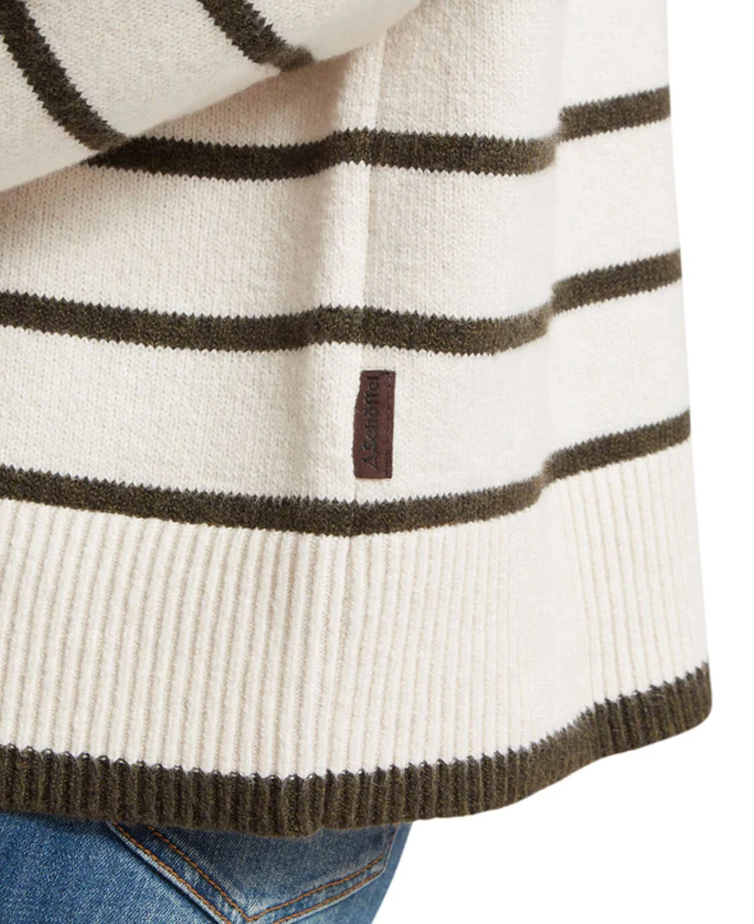 Sandsend 1/4 Zip Jumper - Soft White/Loden - Image 7