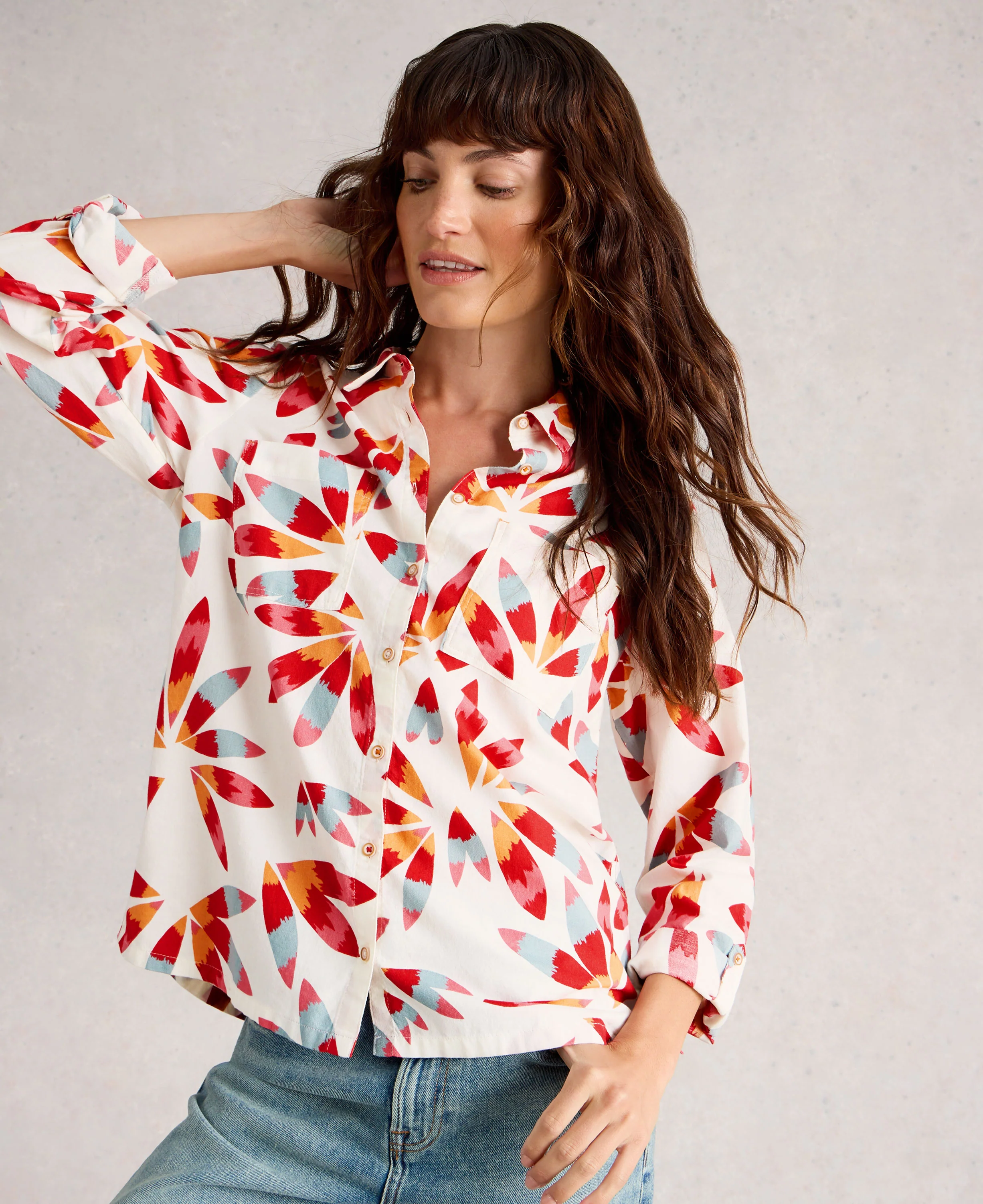 Sophie Organic Cotton Shirt - Ivory Print - Image 2
