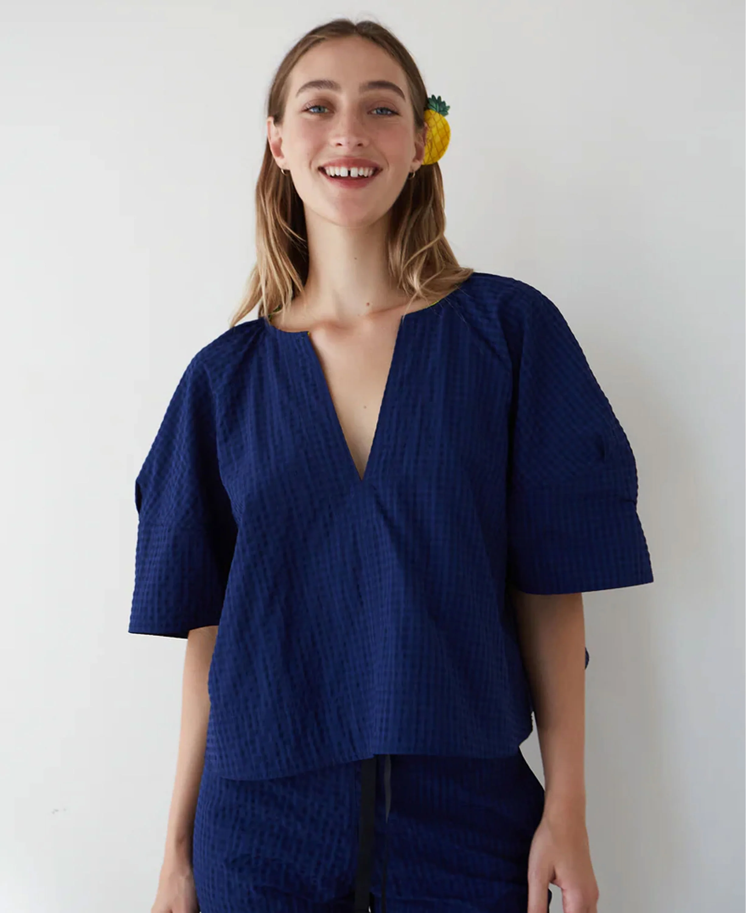 Vichy Soplo Blouse - Navy - Image 2