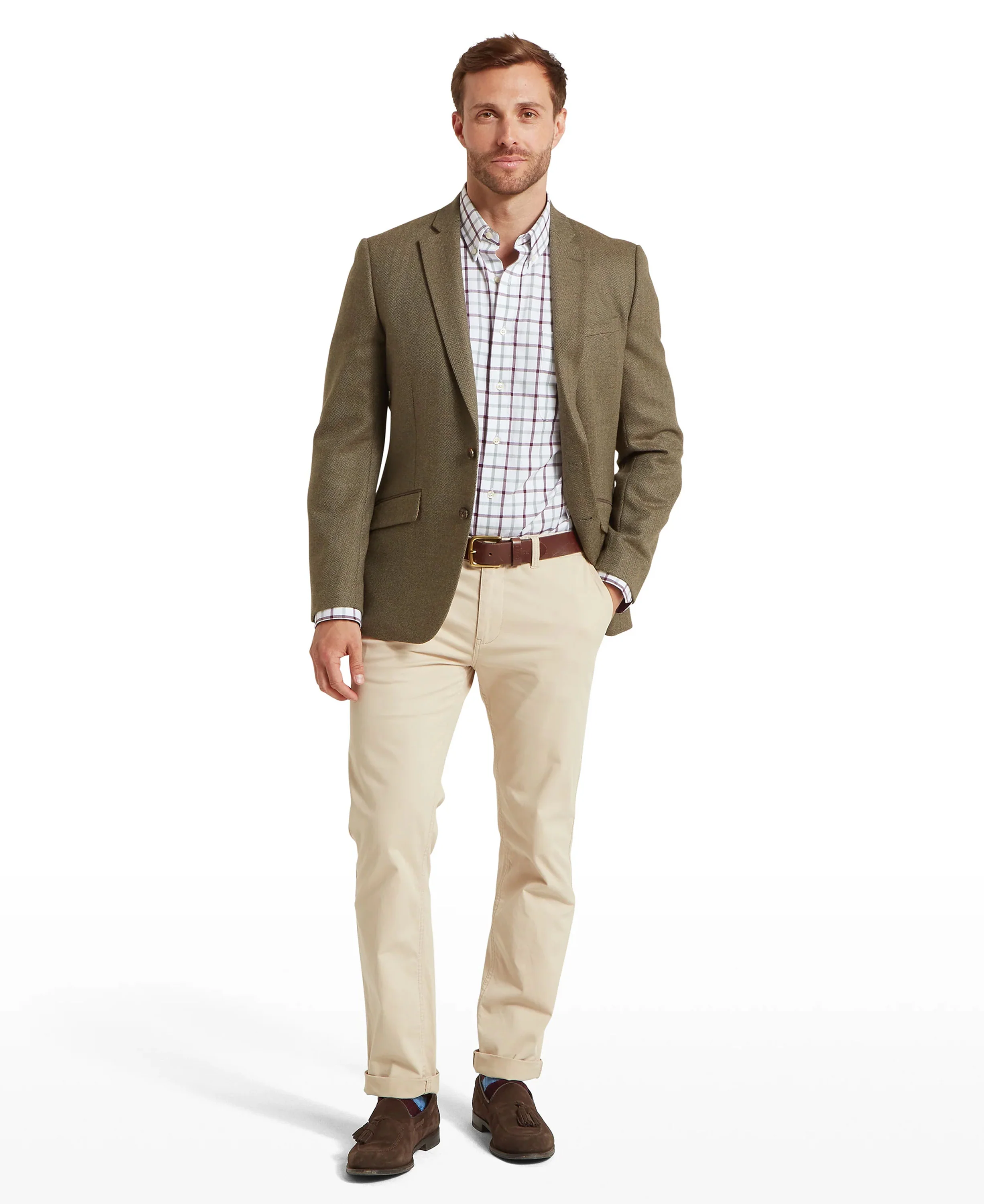 St Andrews Tweed Sports Jacket - Loden Green Herringbone Tweed - Image 5
