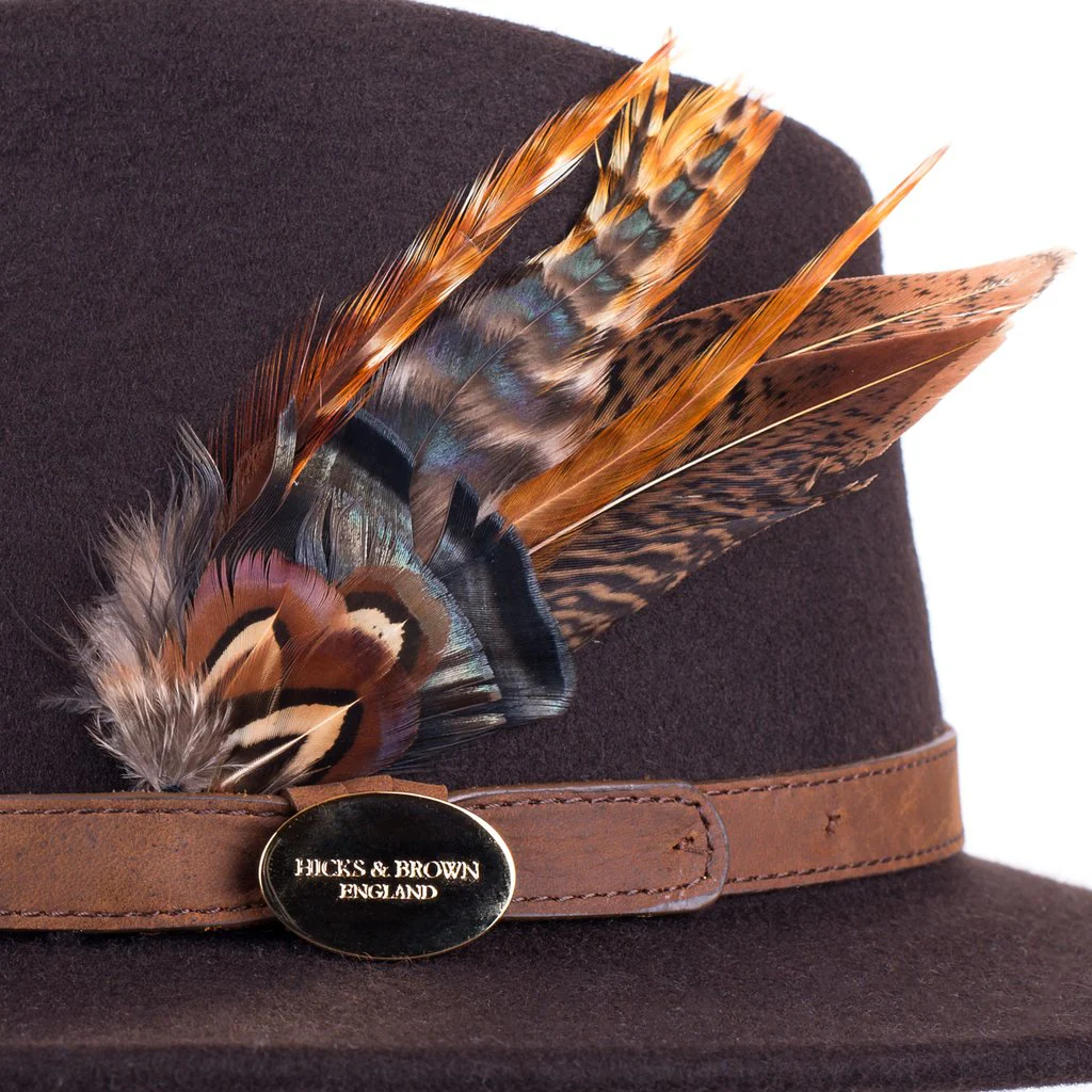 Suffolk Fedora Bronze Side Feather - Dark Brown - Image 3