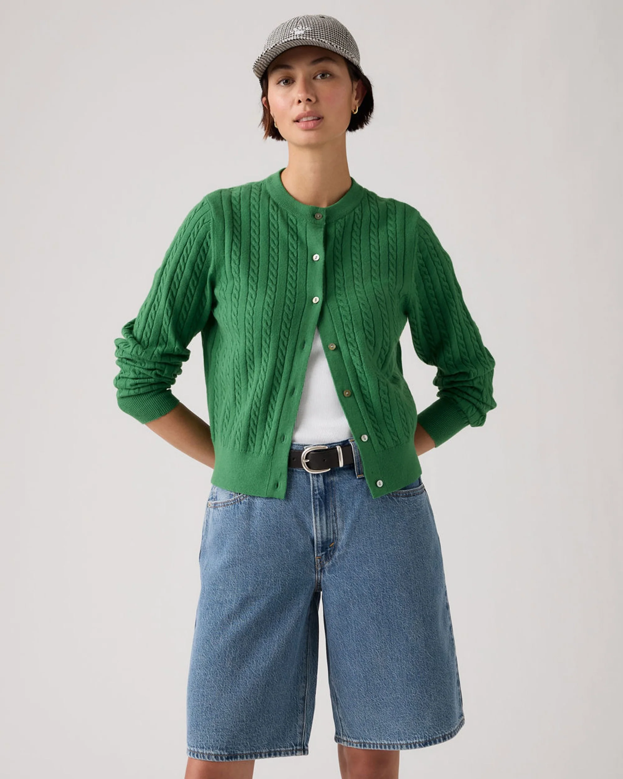 Super Soft Crewneck Cardi - Pine Green - Image 2