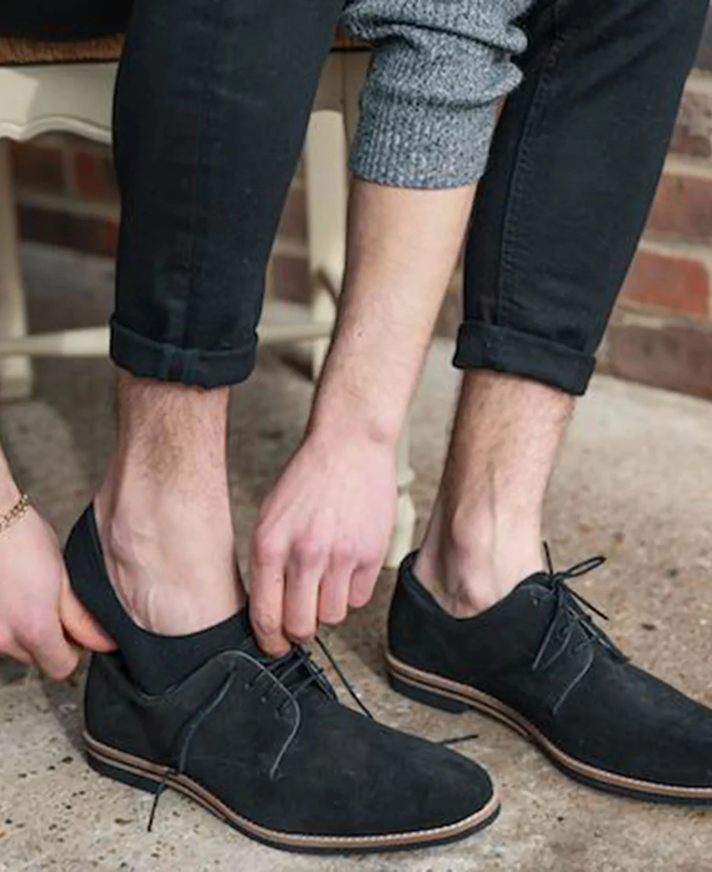 Plain No Show Socks - Black - Image 2