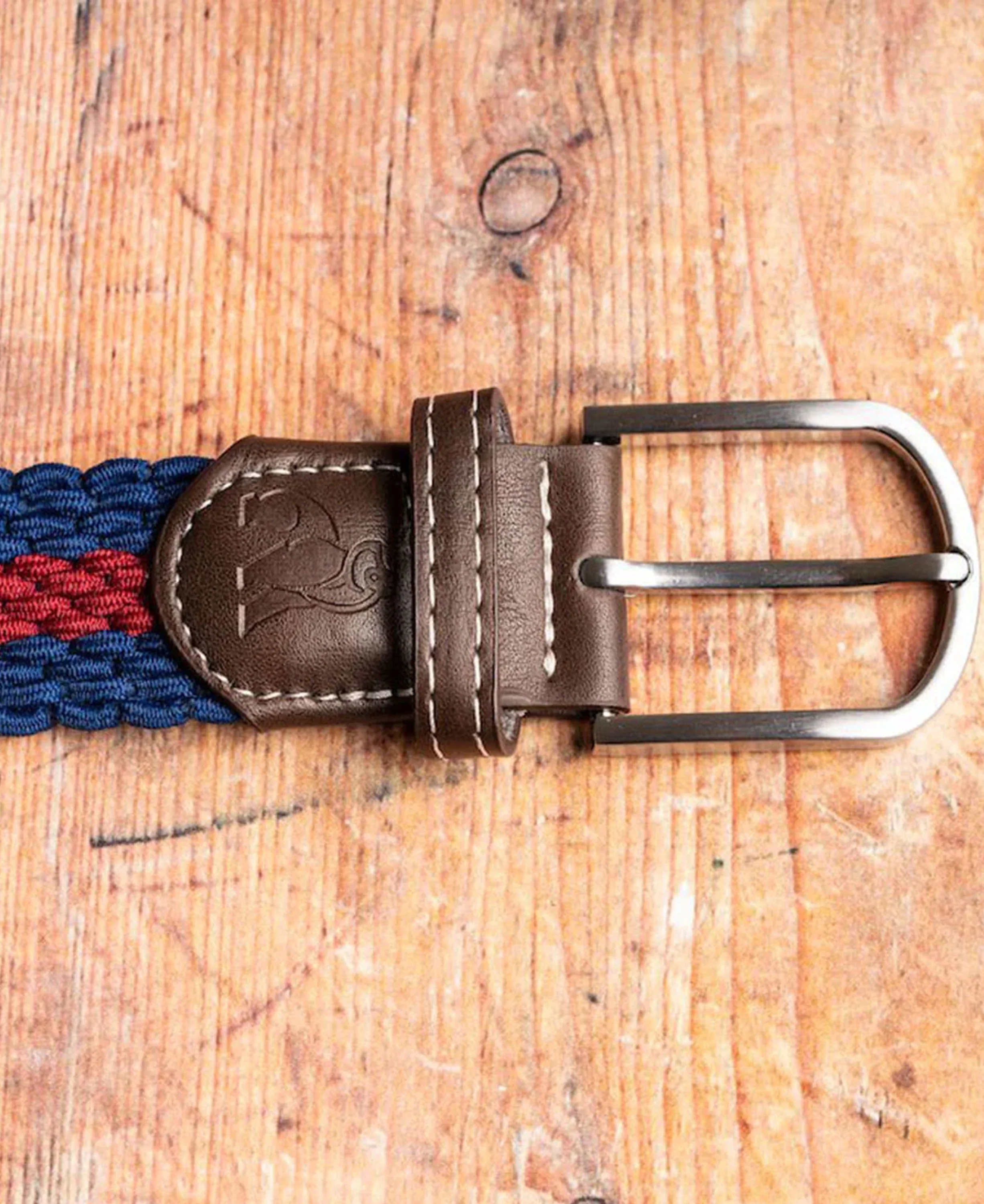 Woven Belt - Blue/Burgundy Stripe - Image 3