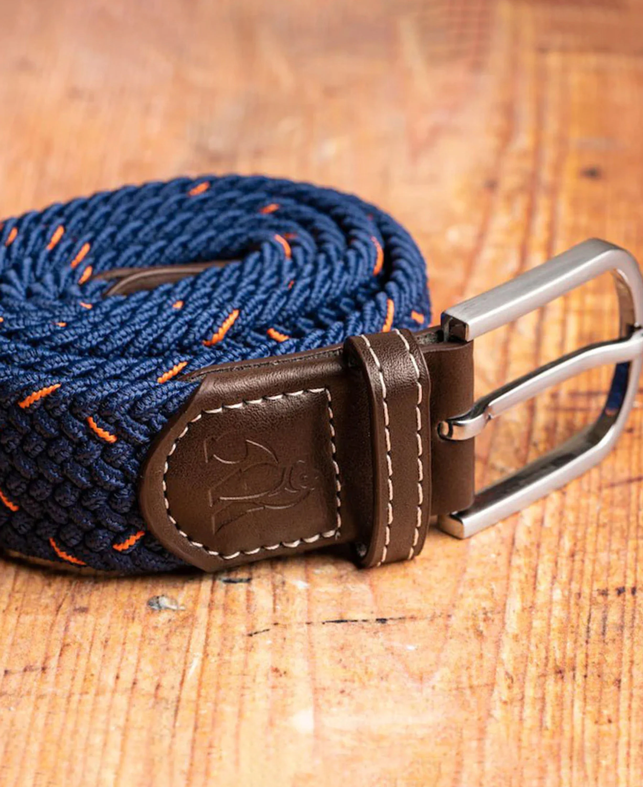 Woven Belt - Navy/Orange Dot - Image 2