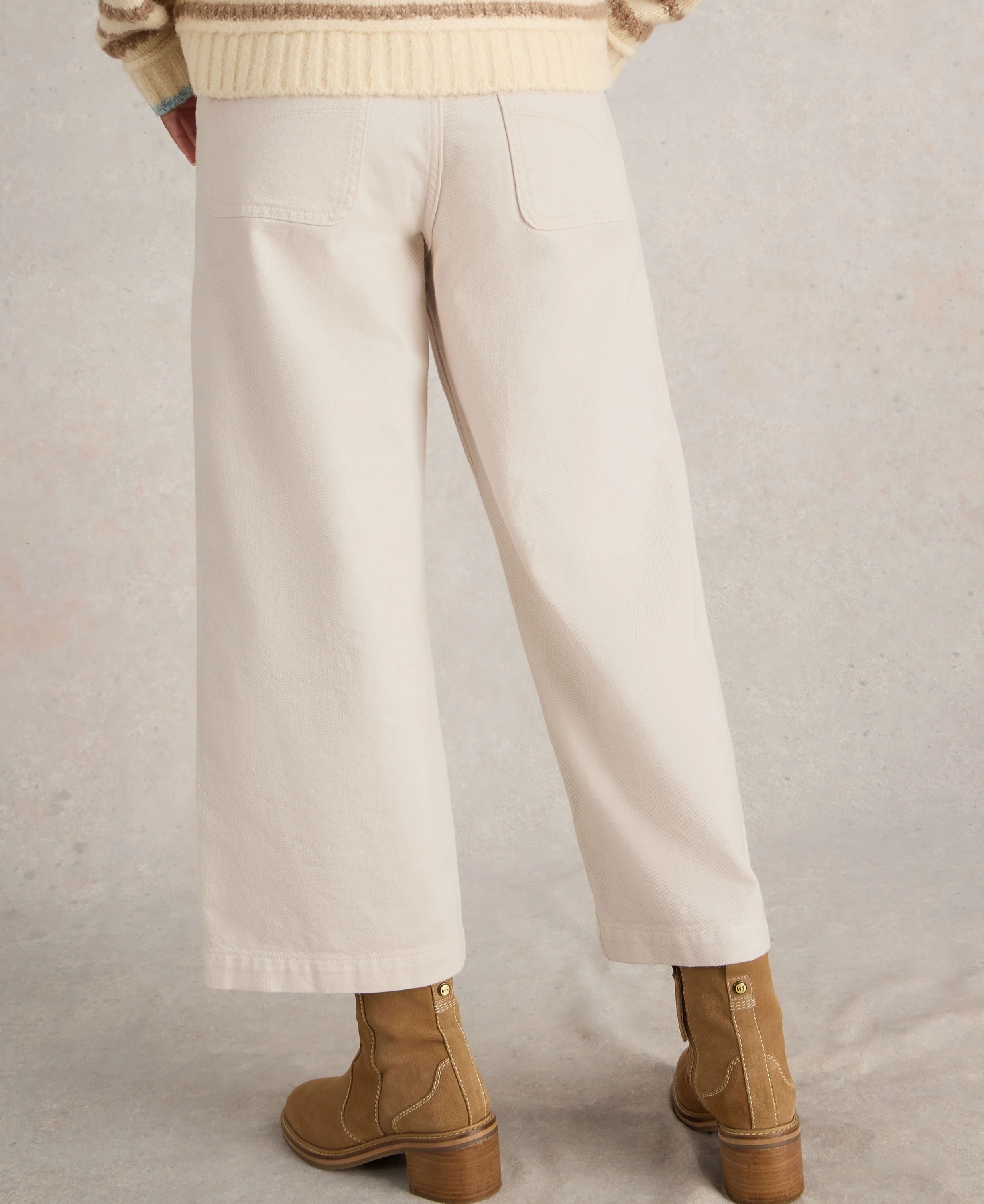 Tia Wide Leg Crop Jean - Natural White - Image 4
