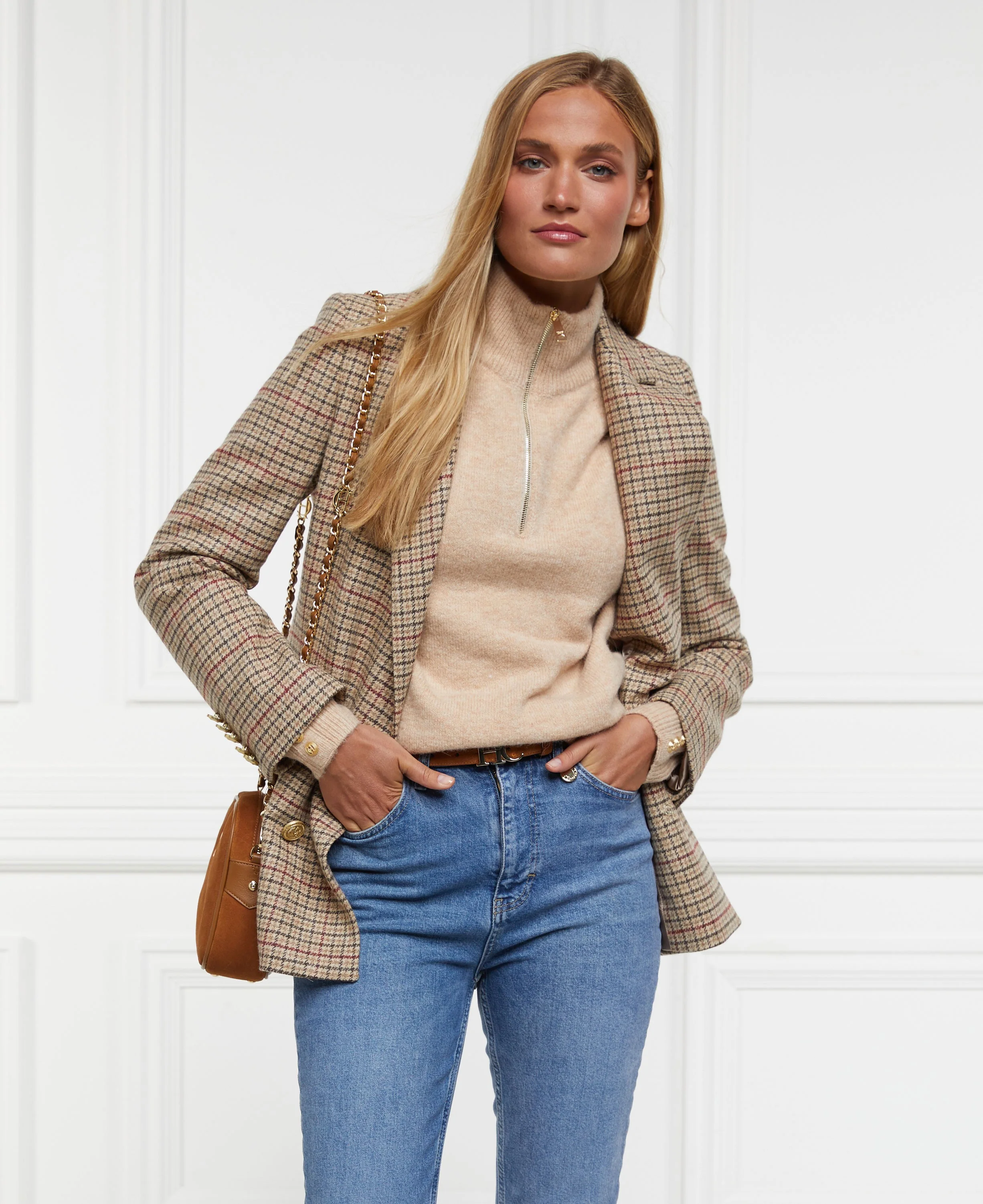 Tori Half Zip Knit - Light Camel - Image 6