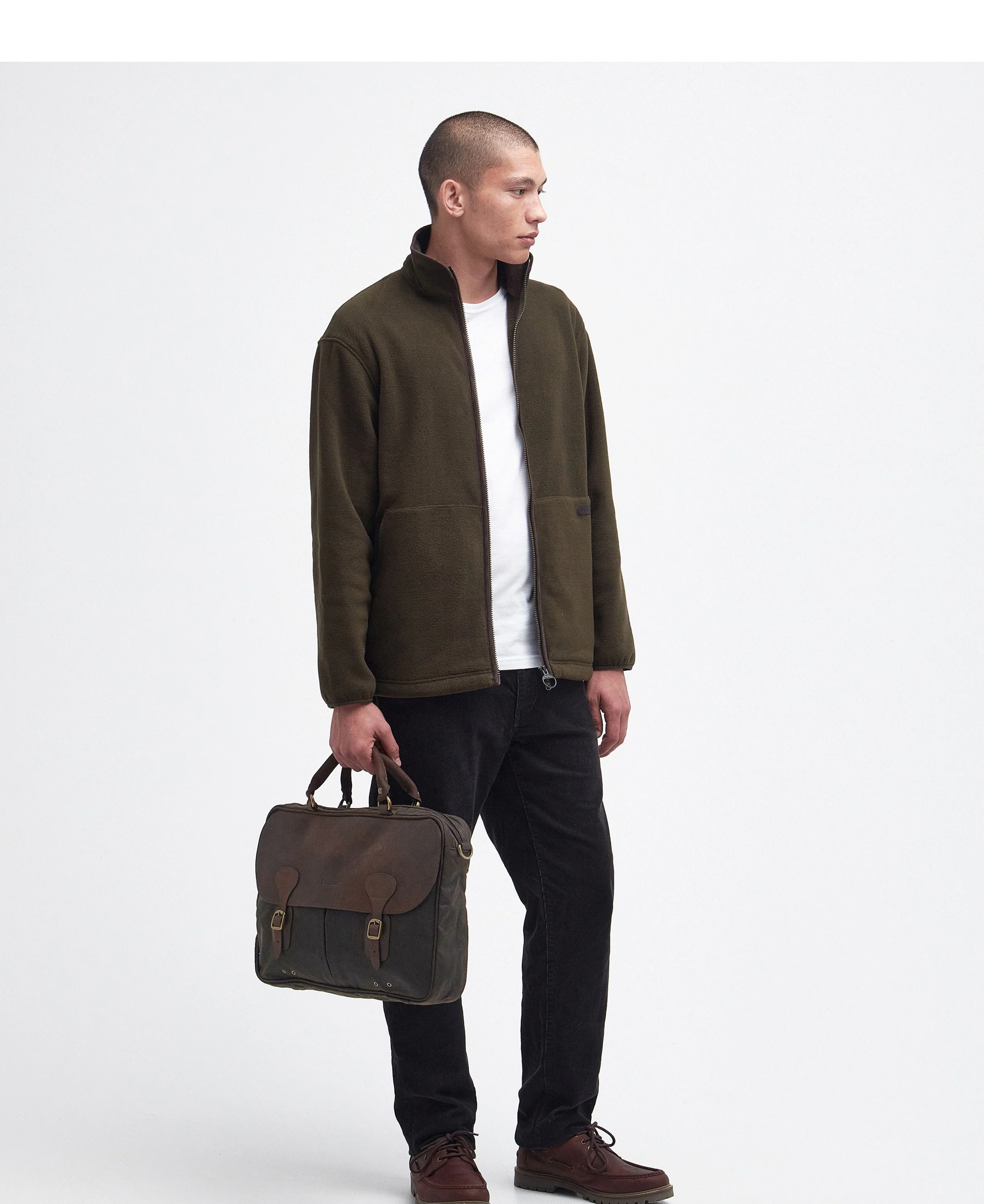 Wax Leather Briefcase - Olive - Image 5