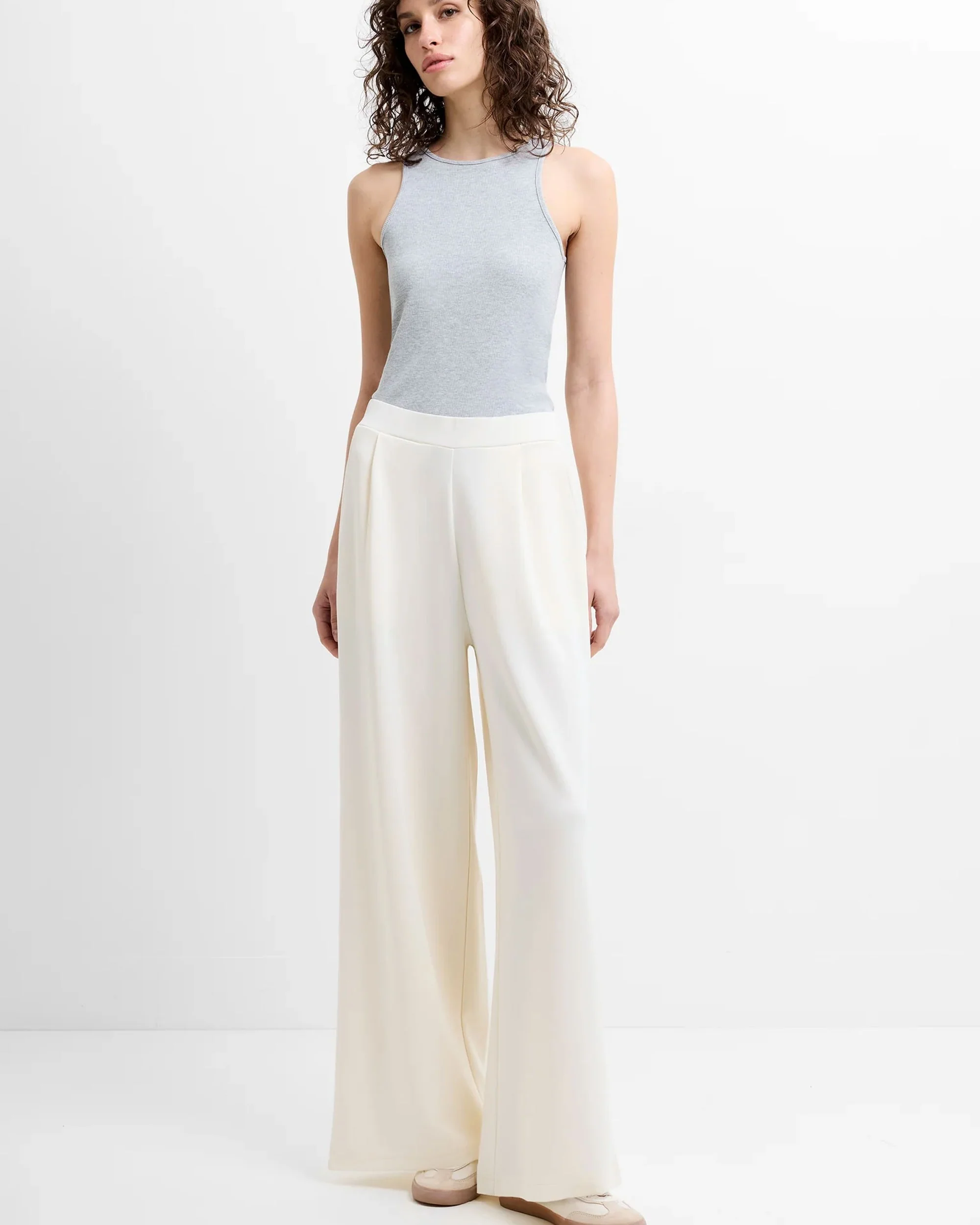 Wren Wide Leg Trouser - Porcelain Cream - Image 4